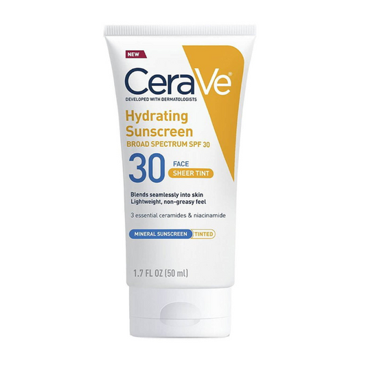 Cerave Hydrating Mineral Sunscreen Spf30 Face Sheer Tint 1.7Oz/50Ml